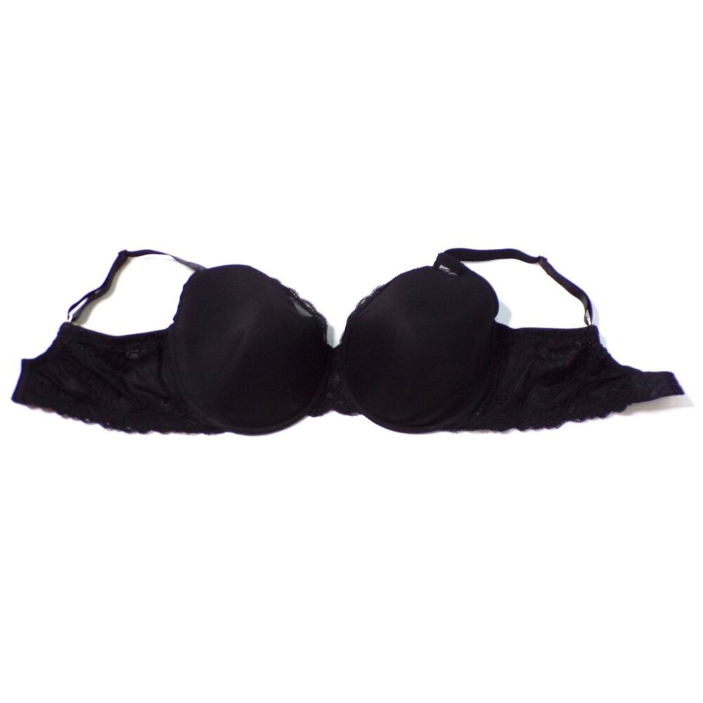 🆕NATORI Full Figure Deep Plunge Feathers UW T-Shirt Bra 42H Black #741299 - Picture 7 of 10